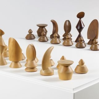 Max Ernst, Chess Set, 1944, maple and nutwood